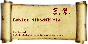 Babitz Nikodémia névjegykártya